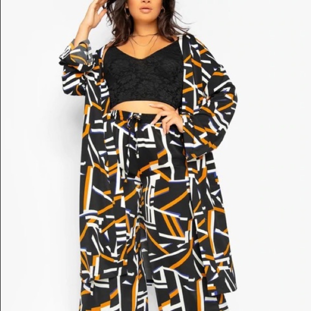 Tribal print long sleeve kimono
